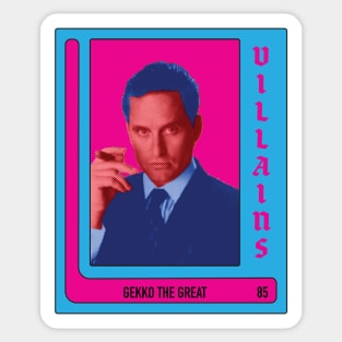 Gordon Gekko villain trading card (retro design) Sticker